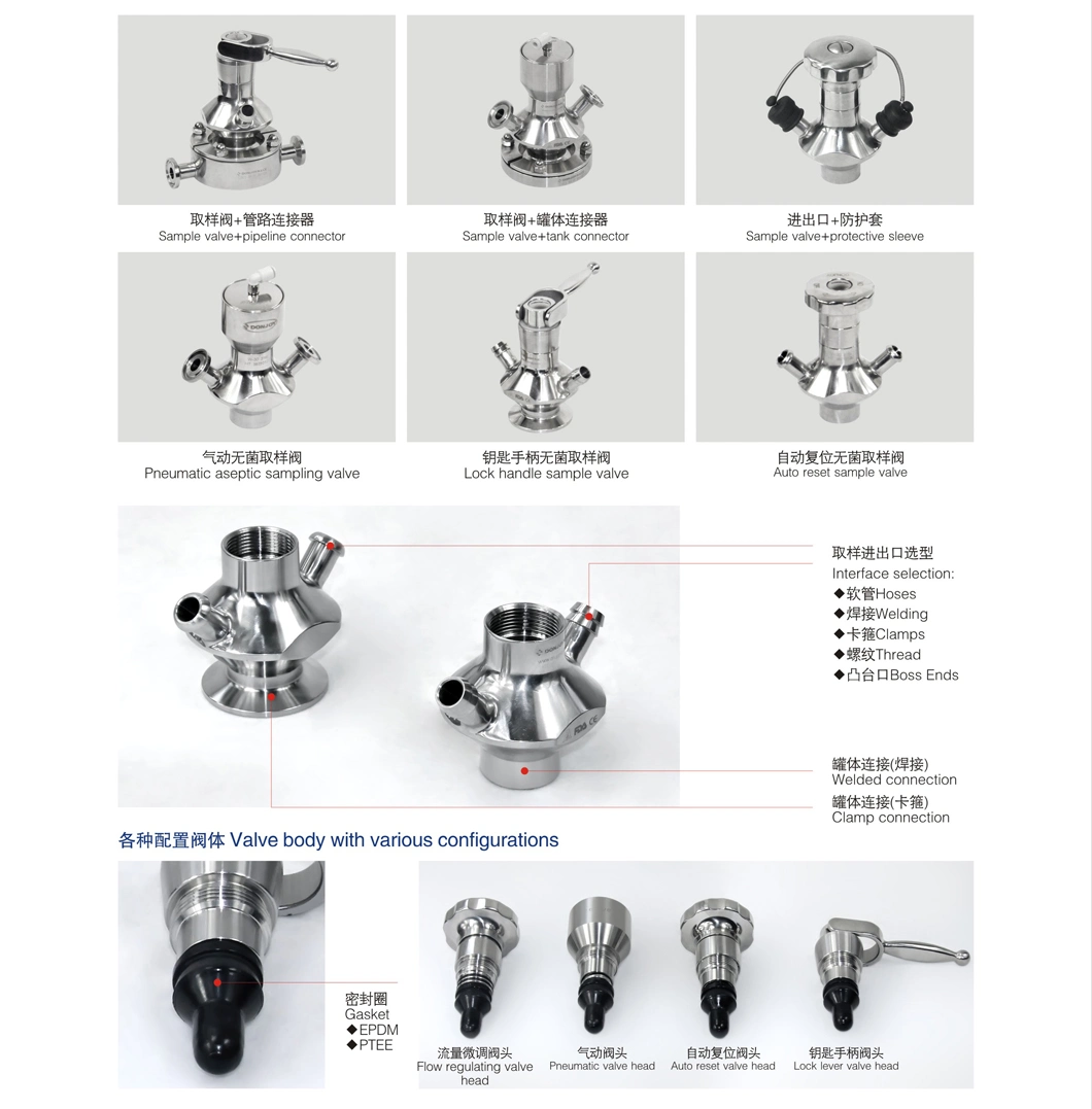 316L Aseptic Manual Clamped Sampling Valve for Beverage