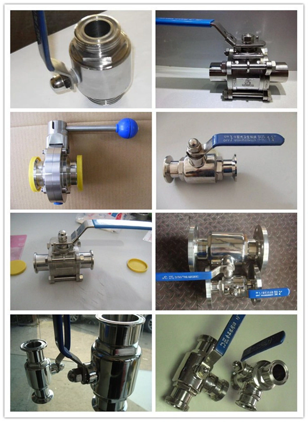 Three Piece Stainless Steel 304/316L Sanitary 3PC Clamp Ball Valve/Check/Diaphragm/Divert Seat/Sampling Valve 1